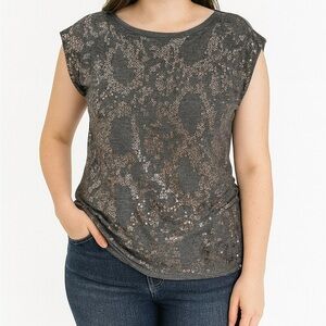 Michael Kors - Sequin Embellished Gray Top